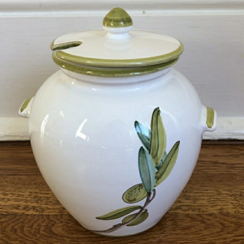 Jilly Walsh Mariposa Olive Canister W/lid Ceramic Italy